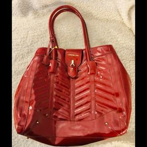 London fog big red patent leather tote NWOT